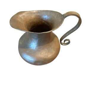 Vintage Antique Metal Pitcher Copper Patina